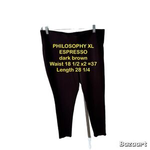 Philosophy Dark Brown WOMEN’S LEGGING, XL,LENGTH 28 1/4,WAIST 37